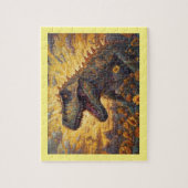 T-rex in een zonnebloemveld legpuzzel (Verticaal)