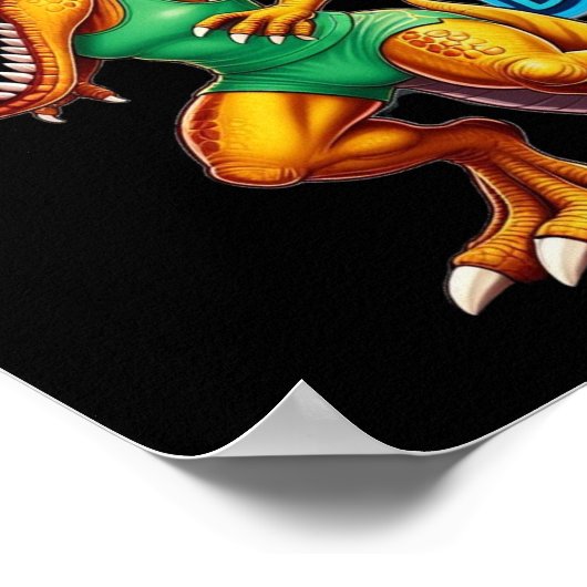 T-Rex in hardloopoutfit en pet voor de verjaardag Poster (Hoek)