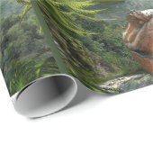 T Rex in het prehistorische landschap Cadeaupapier (Rol Hoek)