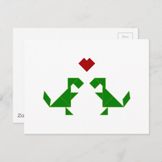 T-Rex in Love (Tangramosaurus Rex) Briefkaart (Voorkant / Achterkant)