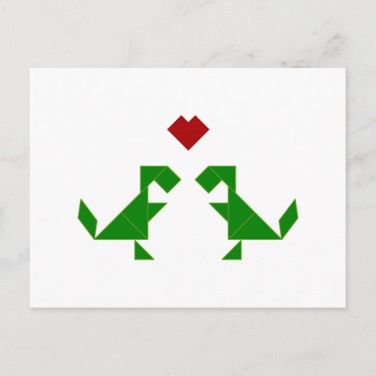 T-Rex in Love (Tangramosaurus Rex) Briefkaart (Voorkant)