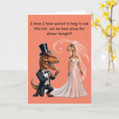 T-rex in tux holding ring voorstellen trex kaart (Gele Bloem)