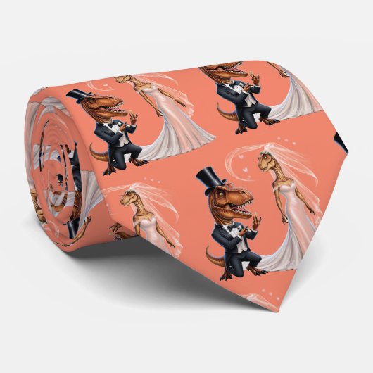 T-rex in tux holding ring voorstellen trex stropdas (Opgerold)