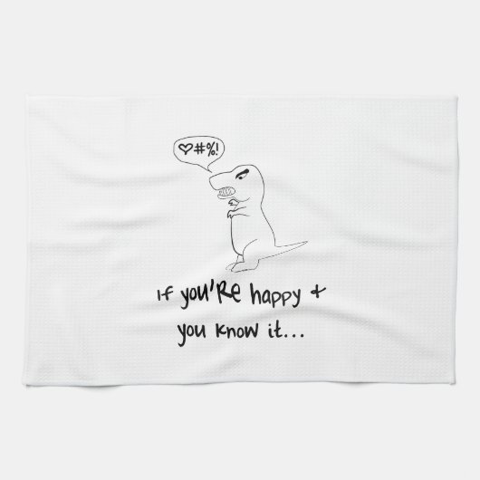 T-Rex is niet blij Theedoek (Horizontaal)