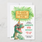 T-Rex Jungle Verjaardagsfeestje Kaart (Voorkant)