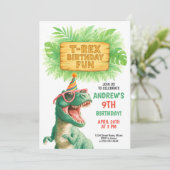 T-Rex Jungle Verjaardagsfeestje Kaart (Staand voorkant)