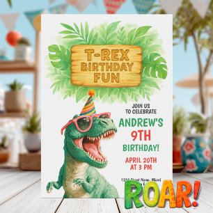 T-Rex Jungle Verjaardagsfeestje Kaart