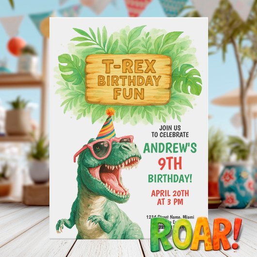 T-Rex Jungle Verjaardagsfeestje Kaart