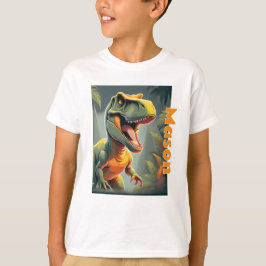 T-Rex Jurassic Dinosaur Grijs en Sinaasappel T-shirt