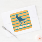 T-rex jurassic dinosaurus cartoon aangepaste naam vierkante sticker (Envelop)