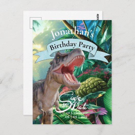 T Rex, Jurassic World, Gefeliciteerd Briefkaart (Voorkant / Achterkant)