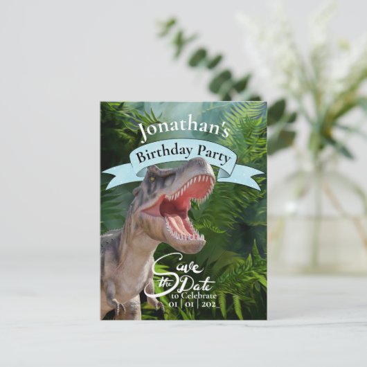 T Rex, Jurassic World, Jungle Gelukkig Verjaardag Briefkaart (Staand voorkant)