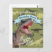 T Rex, Jurassic World, Patroon Gelukkige Verjaarda Briefkaart (Voorkant / Achterkant)