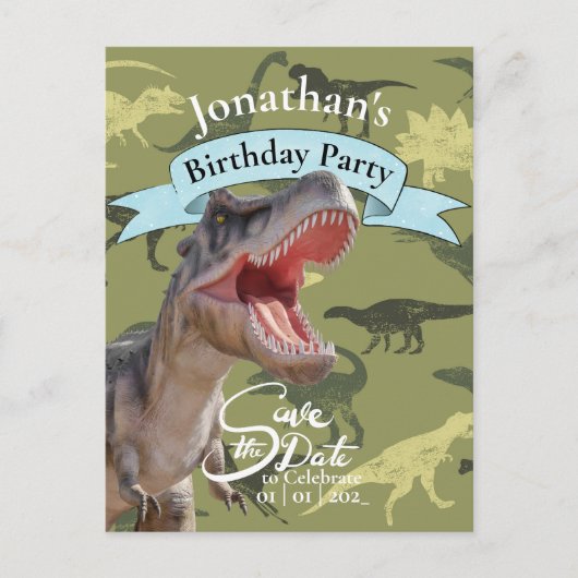 T Rex, Jurassic World, Patroon Gelukkige Verjaarda Briefkaart (Voorkant)