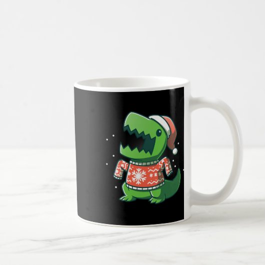 T-rex Kerst Fun Dinosaur Ugly Saurus Koffiemok (Rechts)
