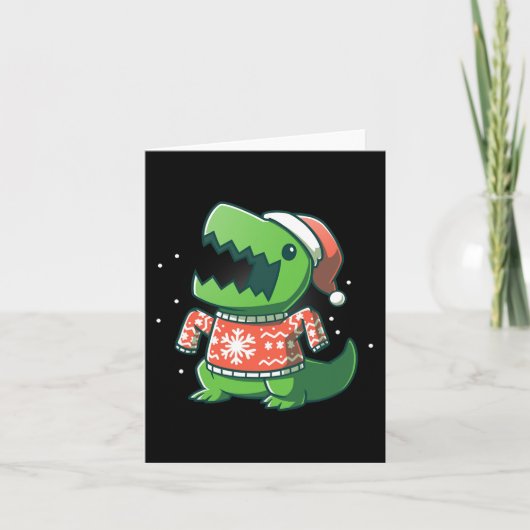 T-Rex Kerst Fun Dinosaurus Lelijke saurus Kaart (Voorkant)