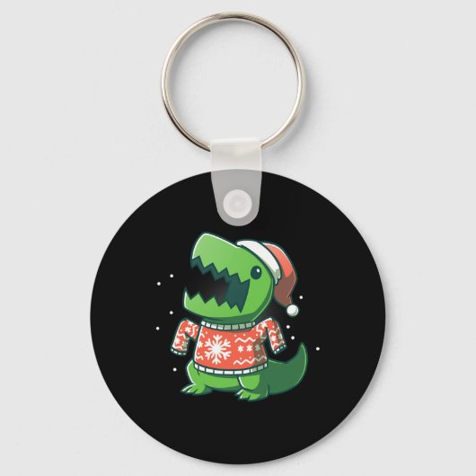 T-Rex Kerst Fun Dinosaurus Lelijke saurus Sleutelhanger (Voorkant)