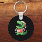 T-Rex Kerst Fun Dinosaurus Lelijke saurus Sleutelhanger (Voorkant)