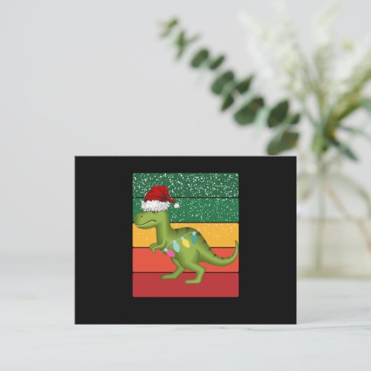 t-rex kerstboom briefkaart (Staand voorkant)