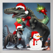 T-Rex Kerstmis Poster (Voorkant)