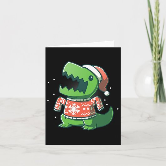 T-rex Kerstpret Dinosaurus Lelijke Saurus Kaart (Voorkant)