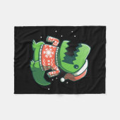 T-rex Kerstpret Dinosaurus Ugly Saurus Fleece Deken (Voorkant (Horizontaal))