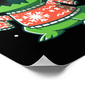 T-rex Kerstpret Fun Dinosaurus Ugly Saurus  Poster (Hoek)