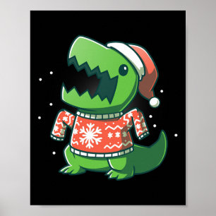 T-rex Kerstpret Fun Dinosaurus Ugly Saurus  Poster