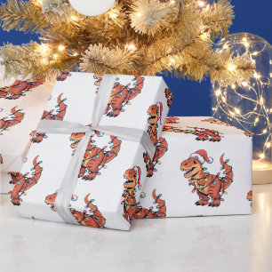 T-Rex kerstverlichting Grappig Kinder inpakpapier