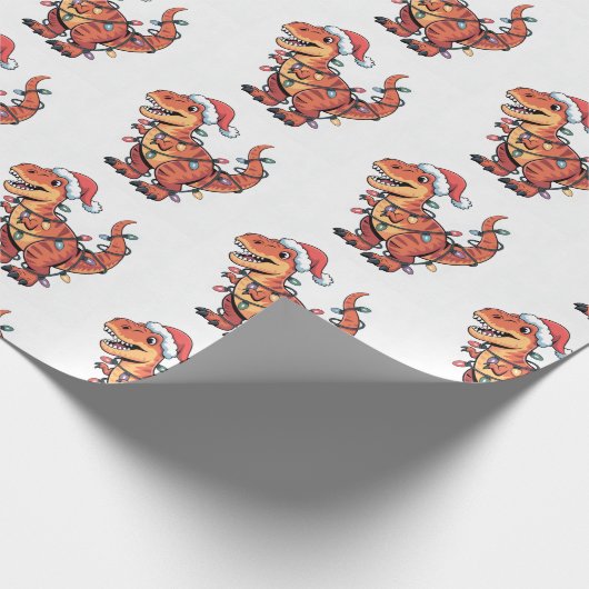 T-Rex kerstverlichting Grappig Kinder inpakpapier (Hoek)