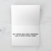 T-Rex kijkt naar cake in de taartstandaard.  Kaart (Binnen)