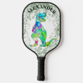 T. rex. kleurrijke dinosaurus gepersonaliseerd pickleball paddle (Achterkant)