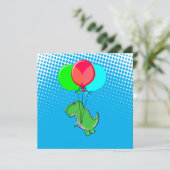 T-rex-kogels met luchtballonnen in de blauwe lucht (Staand voorkant)