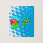 T-rex-kogels met luchtballonnen in de blauwe lucht legpuzzel (Verticaal)