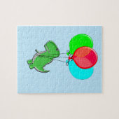 T-rex-kogels met luchtballonnen in de blauwe lucht legpuzzel (Horizontaal)