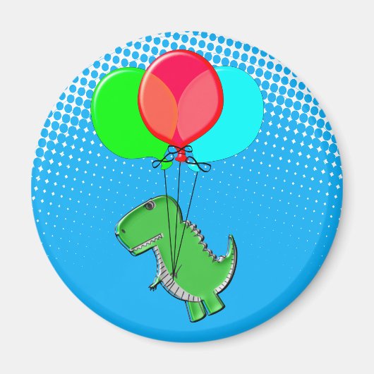 T-rex-kogels met luchtballonnen in de blauwe lucht magneet (Voorkant)