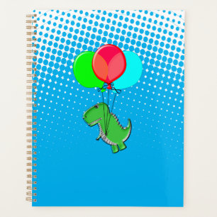 T-rex-kogels met luchtballonnen in de blauwe lucht planner