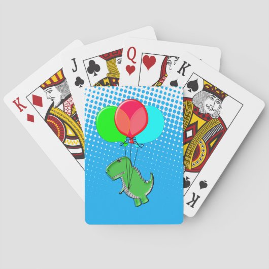 T-rex-kogels met luchtballonnen in de blauwe lucht pokerkaarten (Achterkant)