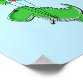 T-rex-kogels met luchtballonnen in de blauwe lucht poster (Hoek)