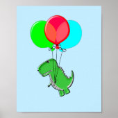 T-rex-kogels met luchtballonnen in de blauwe lucht poster (Voorkant)