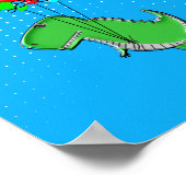 T-rex-kogels met luchtballonnen in de blauwe lucht poster (Hoek)