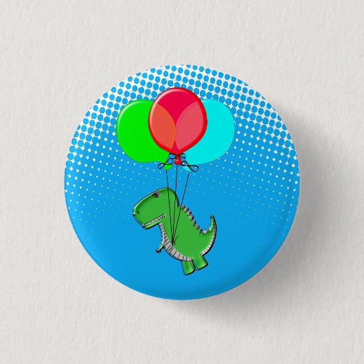 T-rex-kogels met luchtballonnen in de blauwe lucht ronde button 3,2 cm (Voorkant)