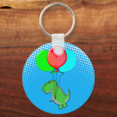 T-rex-kogels met luchtballonnen in de blauwe lucht sleutelhanger (Voorkant)