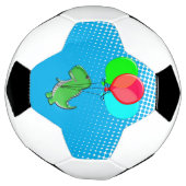 T-rex-kogels met luchtballonnen in de blauwe lucht voetbal (Gedraaid)