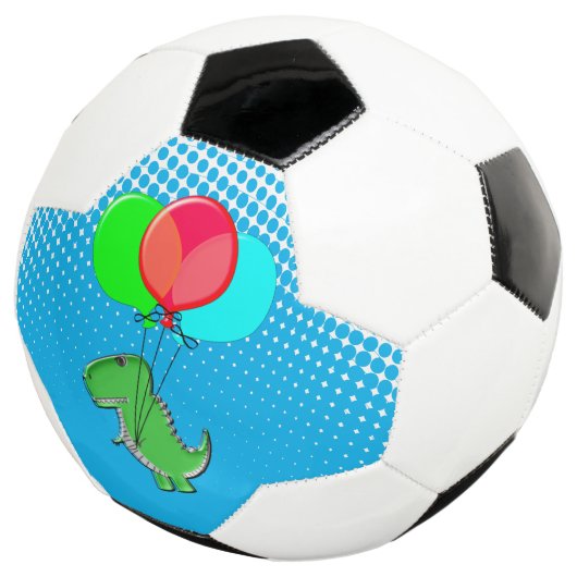 T-rex-kogels met luchtballonnen in de blauwe lucht voetbal (Drie kwart)