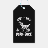 T-Rex, krijgen Dino pijn, grappig, Cartoon, traini Cadeaulabel (Voorkant)