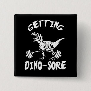 T-Rex, krijgen Dino pijn, grappig, Cartoon, traini Vierkante Button 5,1 Cm