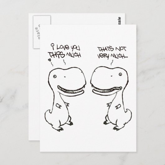 T-rex-liefde Briefkaart (Voorkant / Achterkant)