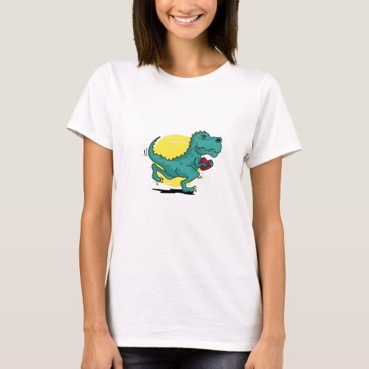 T-rex loopt met Heart T-Shirt (Voorkant)