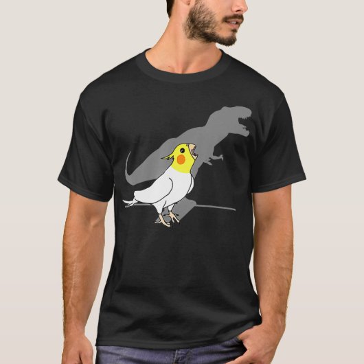 T-Rex Lutino Cockatiel Yellow White Parrot Birb T-shirt (Voorkant)